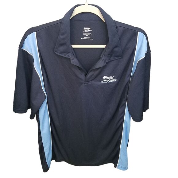 Upward Sports Mens Sz AXL Blue Black Solid Short Sleeve Hydrovent Polo Shirt - Picture 7 of 9